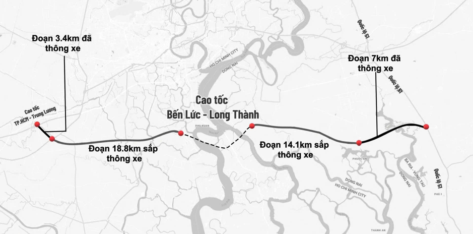 Ngày 19/4 tới sẽ thông xe gần 20km tuyến cao tốc Bến Lức – Long Thành, từ nay người dân khu Tây thẳng lối vào trung tâm Tp.HCM