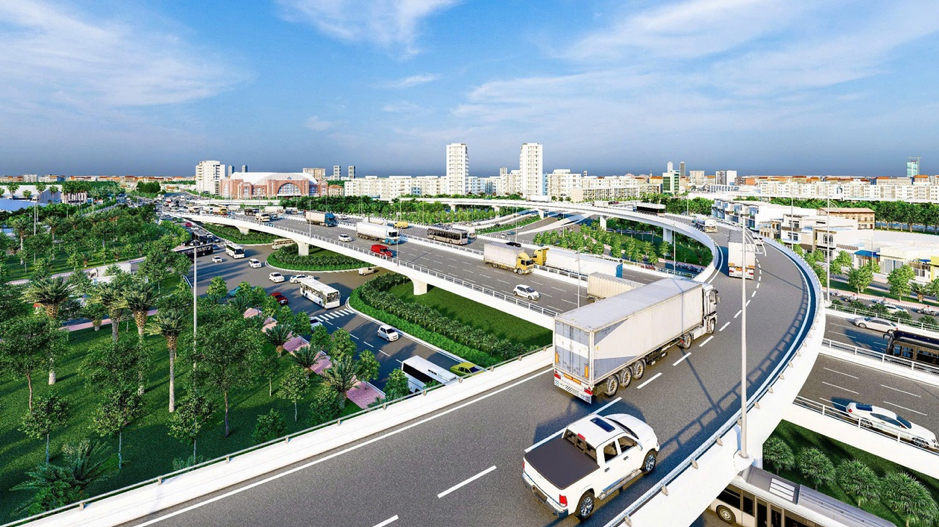Phối cảnh nút giao Mỹ Thủy sau khi hoàn chỉnh toàn bộ dự án, được kỳ vọng giải quyết tình trạng ùn tắc giao thông khu vực cảng Cát Lái và cửa ngõ phía Đông Tp. HCM. Ảnh: Ban giao thông TP. HCM.